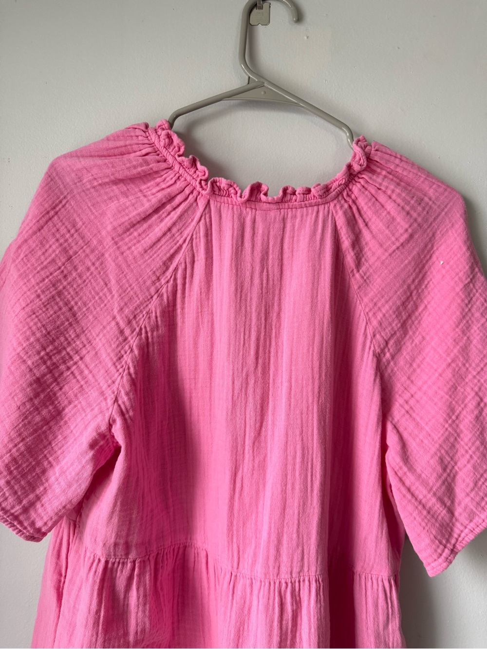 Old Navy Cotton Short Sleeve Split Neck Pink Summer Swing Dress Mini Dress L - Picture 6 of 8